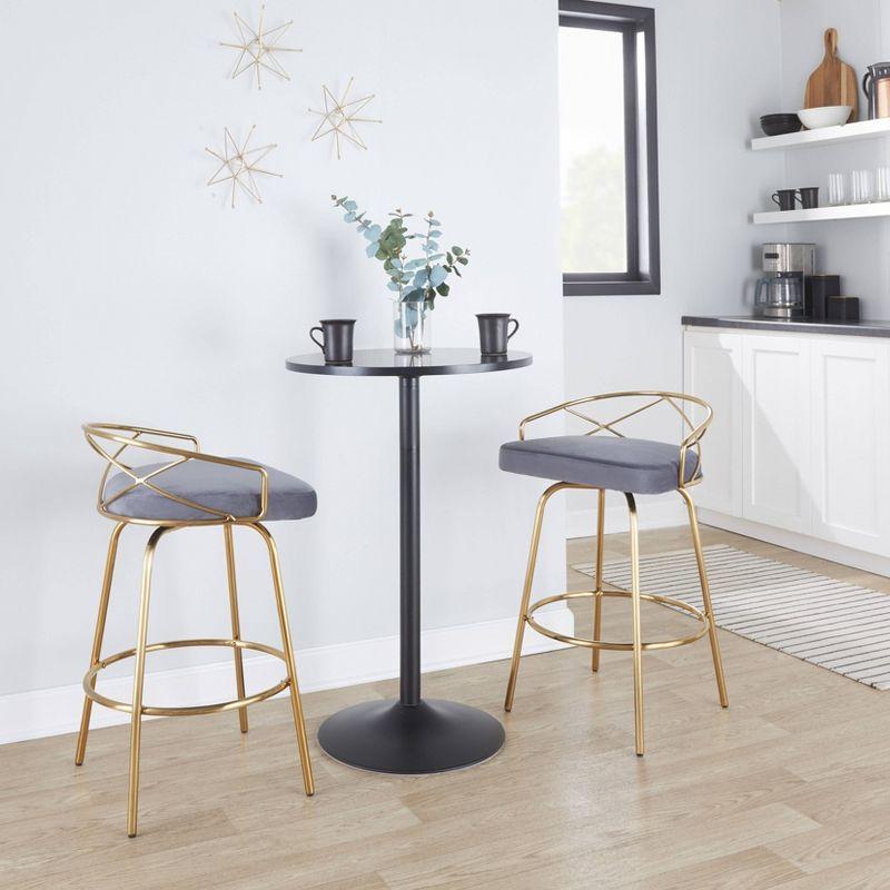 Set of 2 Charlotte Counter Height Barstools Gold/Gray - LumiSource