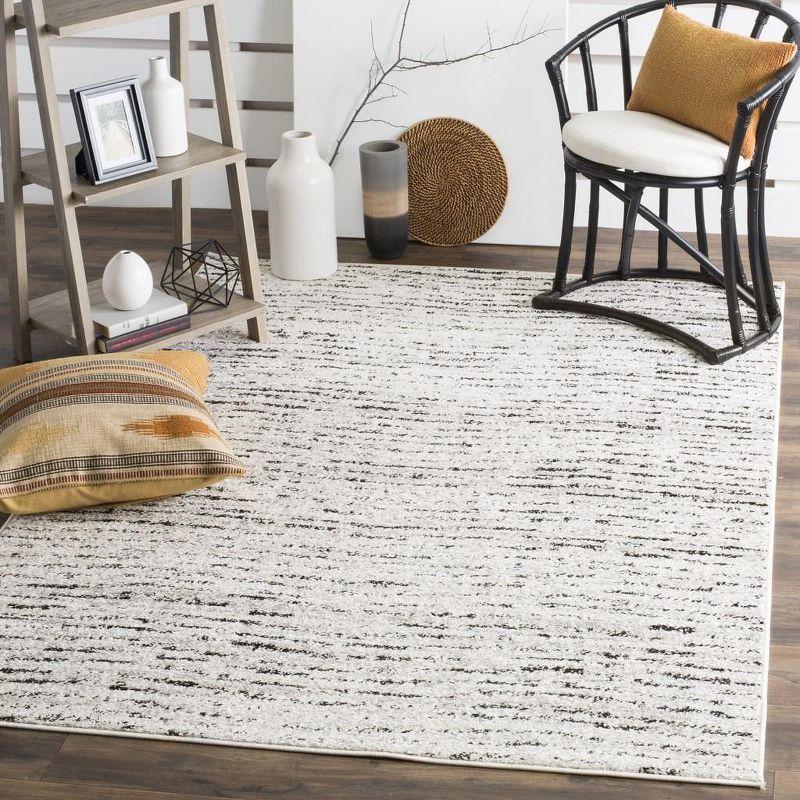 Ivory Stripe Easy-Care Synthetic 4' x 6' Rectangular Rug