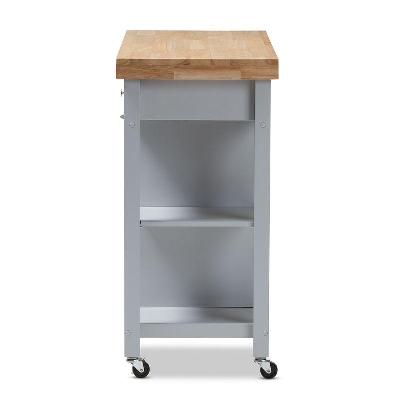 Hayward Kitchen Cart: Storage, Prep Station, Pull-Out Trash - Baxton Studio