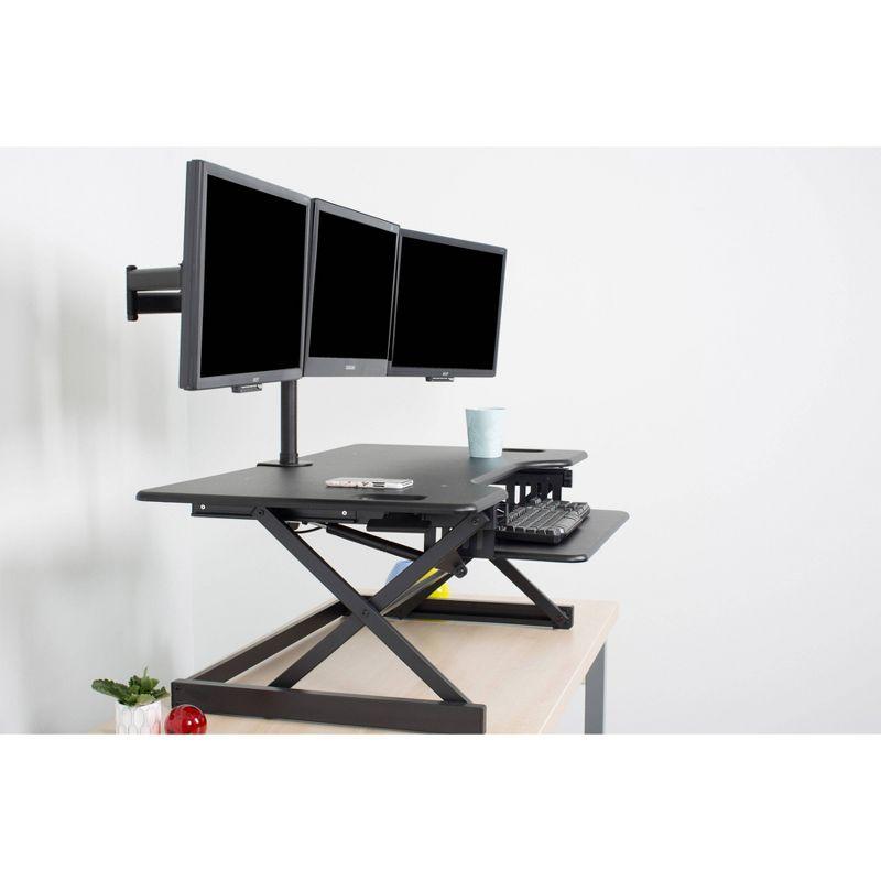 Rocelco 46" Height Adjustable Sit To Standing Desk Riser Black : Extra Large, Ergonomic Keyboard Tray, No Assembly Required
