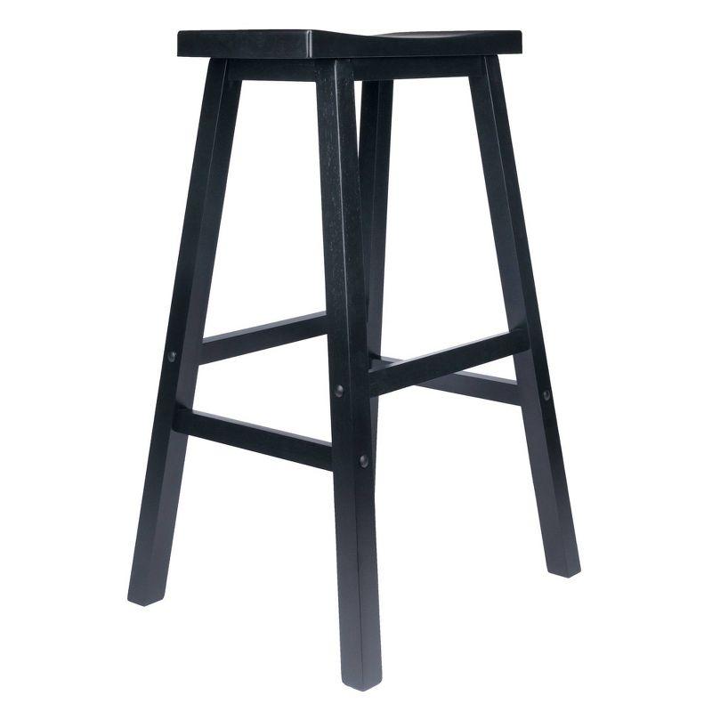 29" Satori Saddle Seat Barstool Black - Winsome: Solid Wood, High-Top Counter, Backless Design