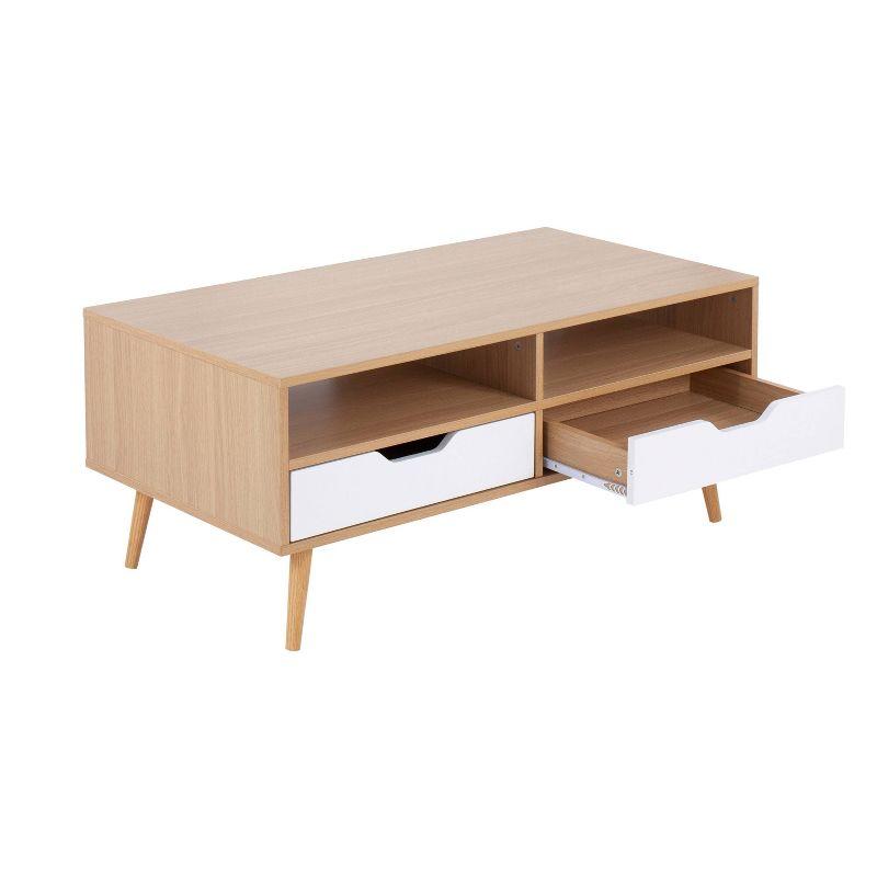 Astro Coffee Table: LumiSource Modern Centre with Fixed Shelf & Dual Drawers