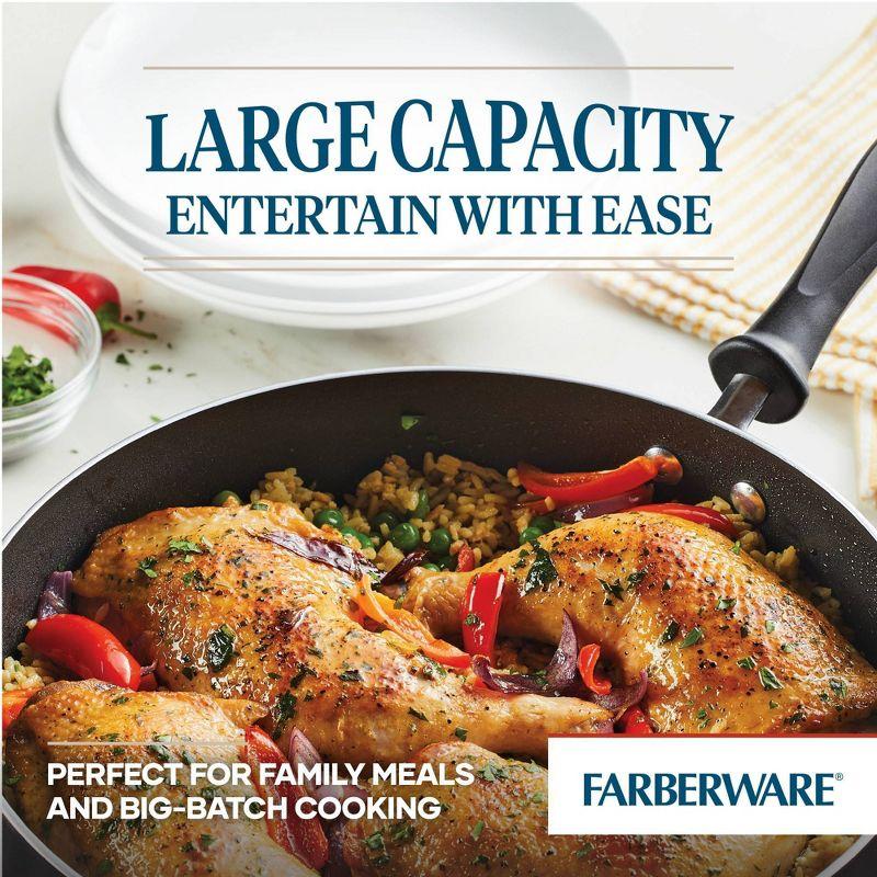 Farberware Reliance 6qt Covered Saute Pan with Helper Handle Black: Nonstick, Glass Lid, Oven & Dishwasher Safe