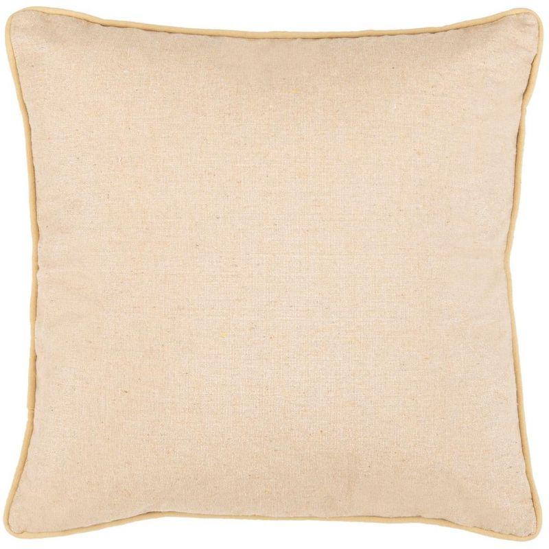 Joyful Beige and Red Embroidered Christmas Pillow