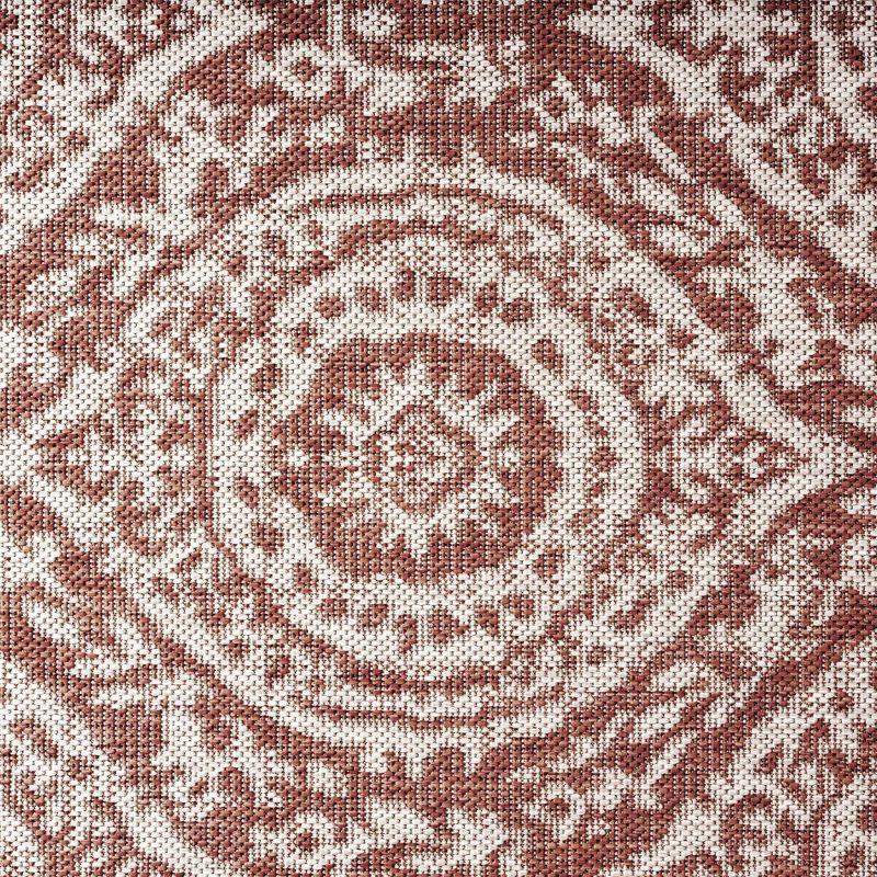 Terracotta & Ivory Moroccan Damask 8' x 10' Synthetic Outdoor Rug