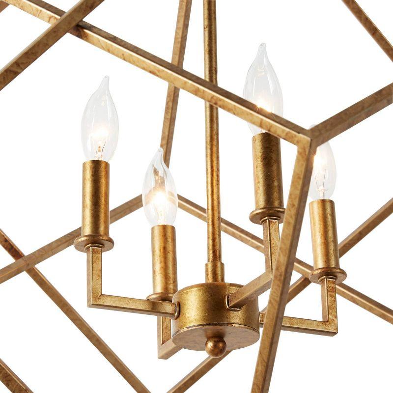 Modern Metal Chandelier with Link Style Chain Gold - Olivia & May: Ceiling Lighting, Geometric Design, E12 Socket