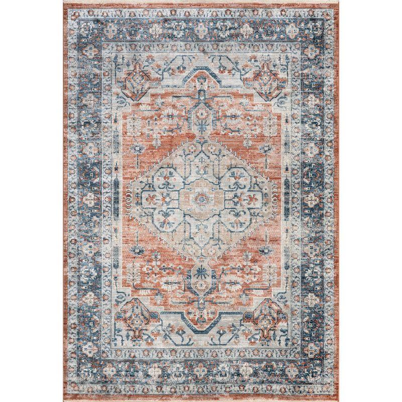 Nuloom Zara Medallion 3x5 Accent Indoor Area Rug for Living Room Bedroom Dining Room Entryway Kitchen, Rust/Blue