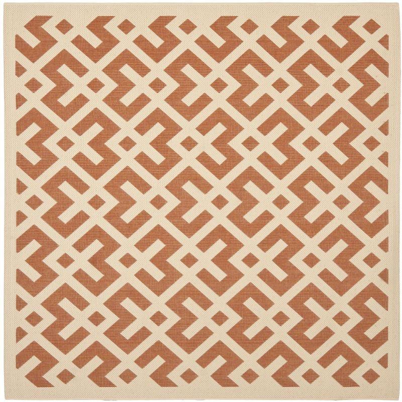 Courtyard CY6915 Power Loomed Indoor and Outdoor Area Rug - Terracotta/Bone - 4'x4' - Safavieh