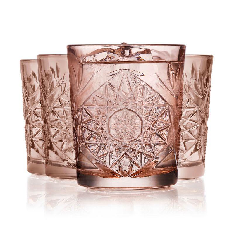 Libbey Hobstar Rose Double Old Fashioned Glasses, 12-Ounce (Set of 4)