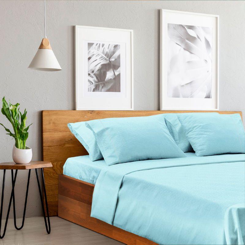 LuxClub 4 PC Aqua Full Silky Soft Cooling Deep Pocket Performance Sheet Set