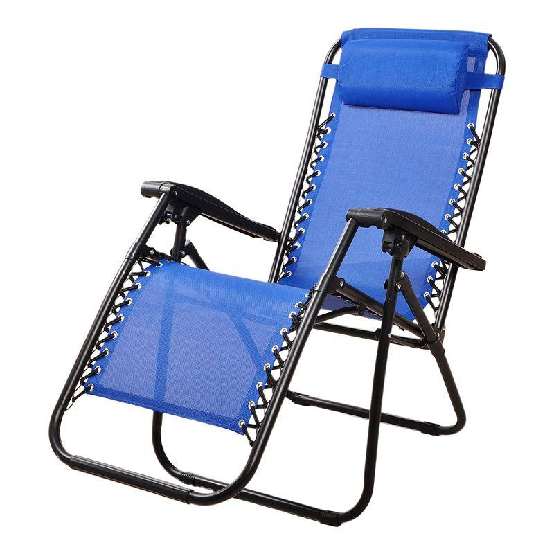 Elevon Adjustable Zero Gravity Recliner Lounge Chair w/ Detachable Cup Holder for Outdoor Deck, Patio, Beach or Bonfire, Weight Capacity 300Lbs, Blue