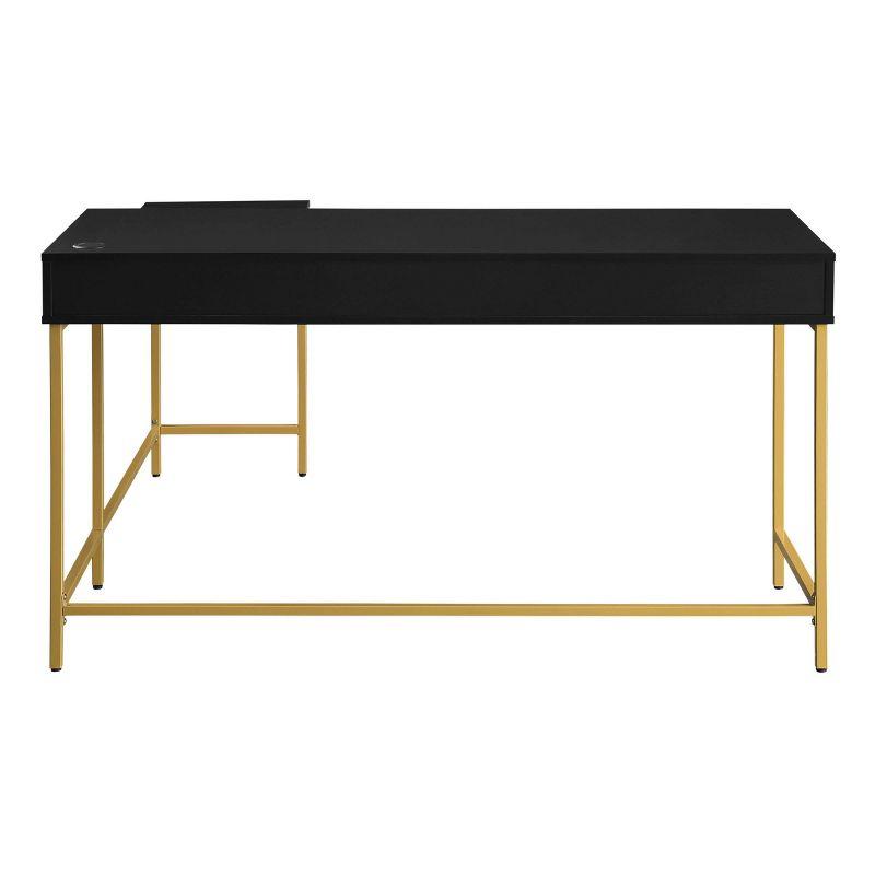 Modern Life L Shaped Desk Black - OSP Home Furnishings: Home Office Furniture with Storage Drawer & Power Tray