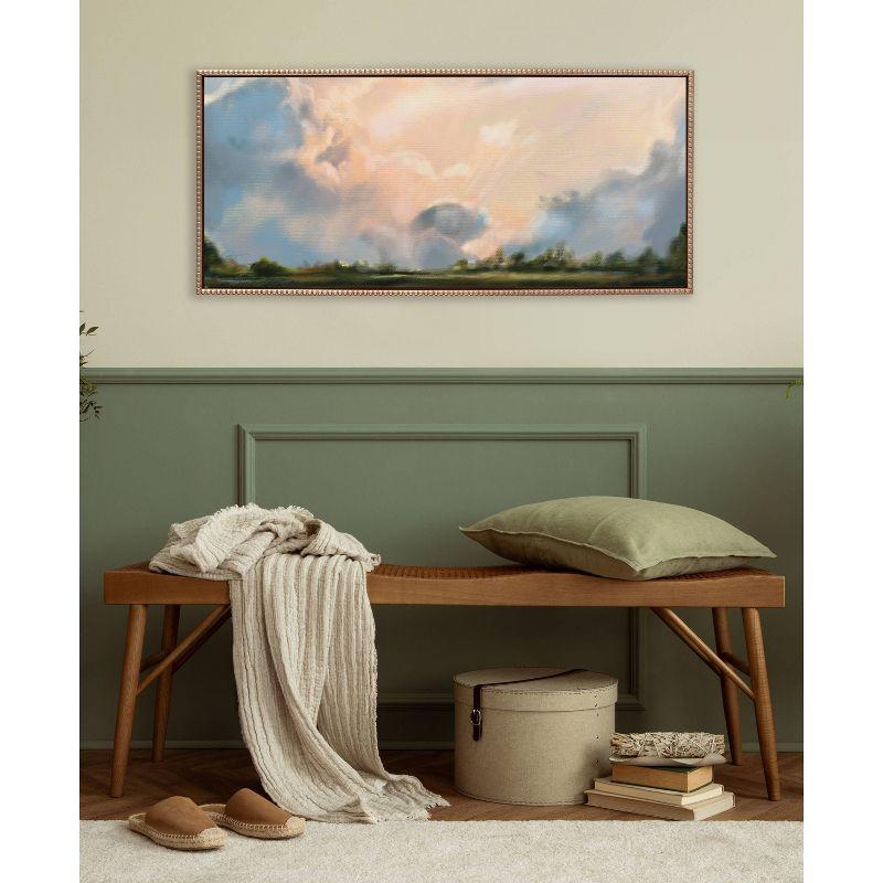 18"x40" Sylvie Beaded Clouds Framed Canvas by Mary Sparrow Gold: Kate & Laurel, Wall Decor Art