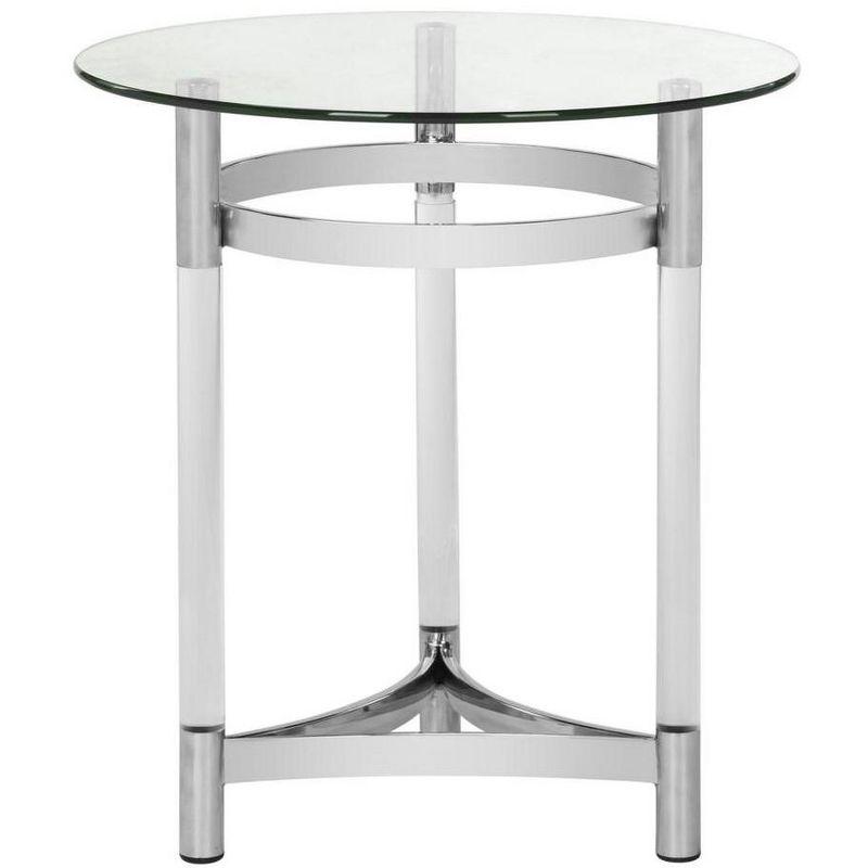 Letty 20" Transitional Silver Metal & Glass Round End Table