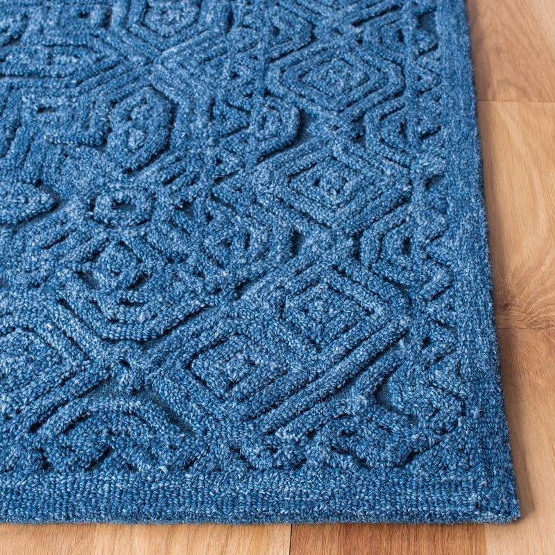 Hand-Tufted Artisan Blue Wool 4' x 6' Rectangular Rug