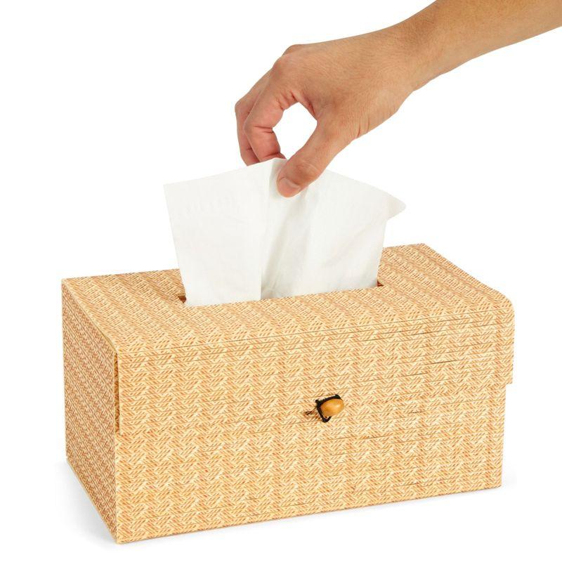 Juvale Bamboo Cane Material Tissue Box Cover for Home and Bathroom Decor, 11 x 6 x 5 In