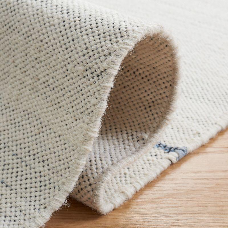 Kilim With Fringes KLM309 Flat Weave Accent Rug - Ivory/Blue - 3'x5' - Safavieh