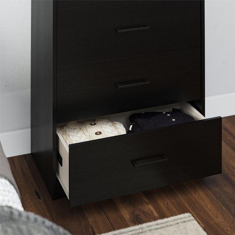 Black Oak Vertical 4-Drawer Dresser with Metal Slides