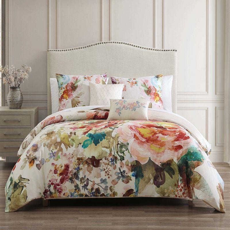 Bebejan Antique Flowers 100% Cotton Sateen 5 Piece Reversible Comforter Set