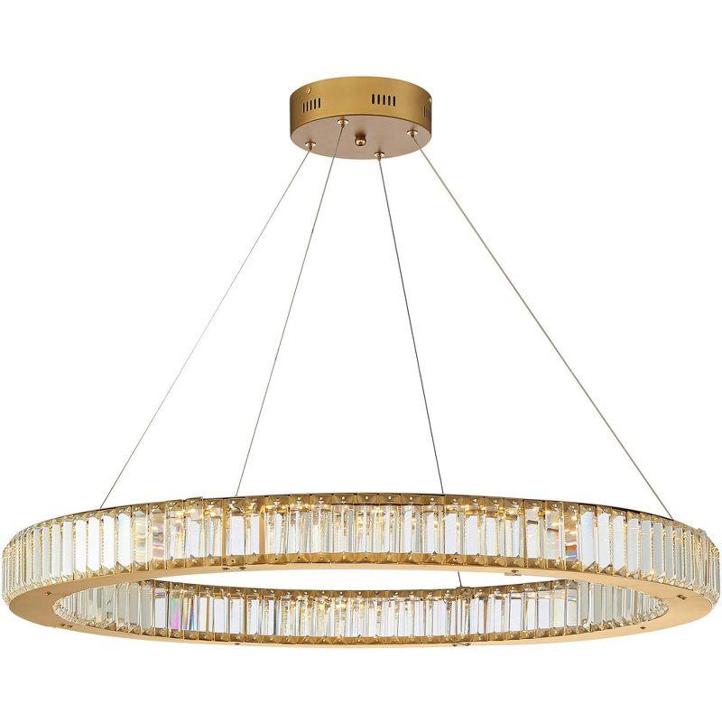 Possini Euro Design Vesta Gold Ring Pendant Light 35 1/2" Wide Modern LED Crystal Glass for Dining Room House Foyer Kitchen Island Entryway Bedroom