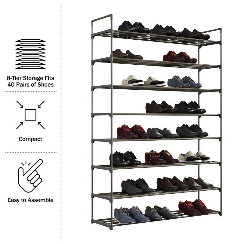 Hastings Home 8-Tier Shoe Storage Rack - Room for 48 Pairs of Shoes, 60.6" x 11.8" x 40.9"