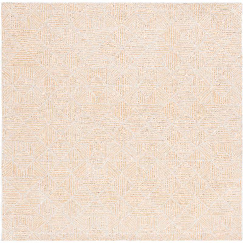 Handmade Gold and Ivory Abstract Wool Square Rug - 6'