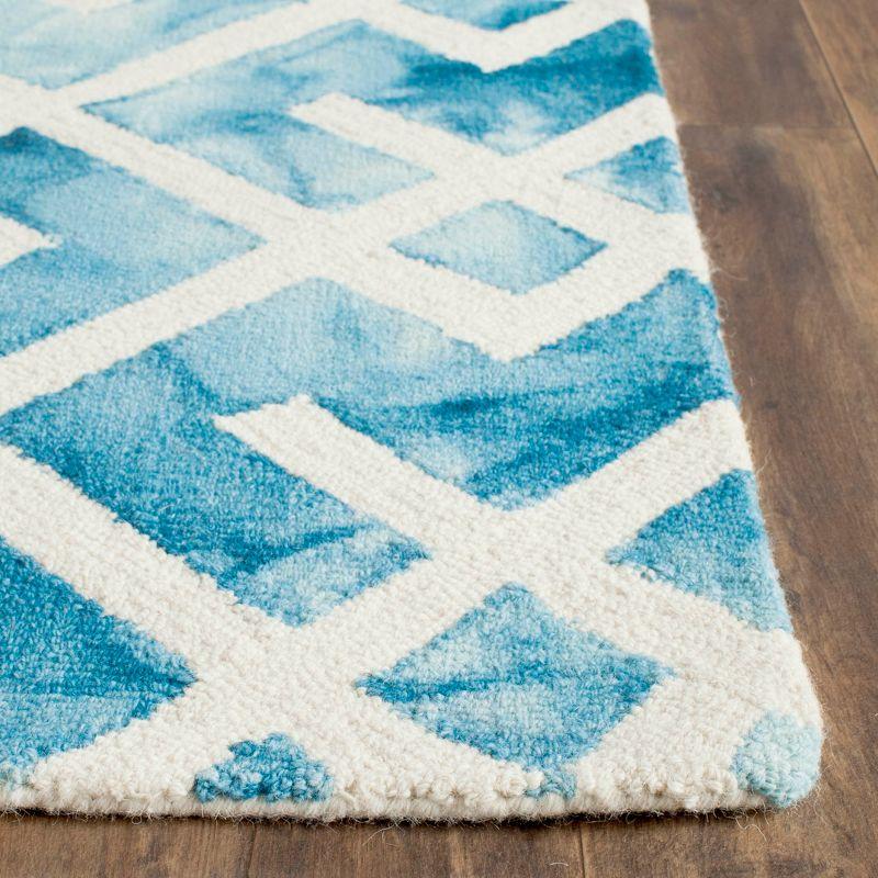 Luxurious Hand-Tufted Wool Square Rug in Blue & Ivory, 7'