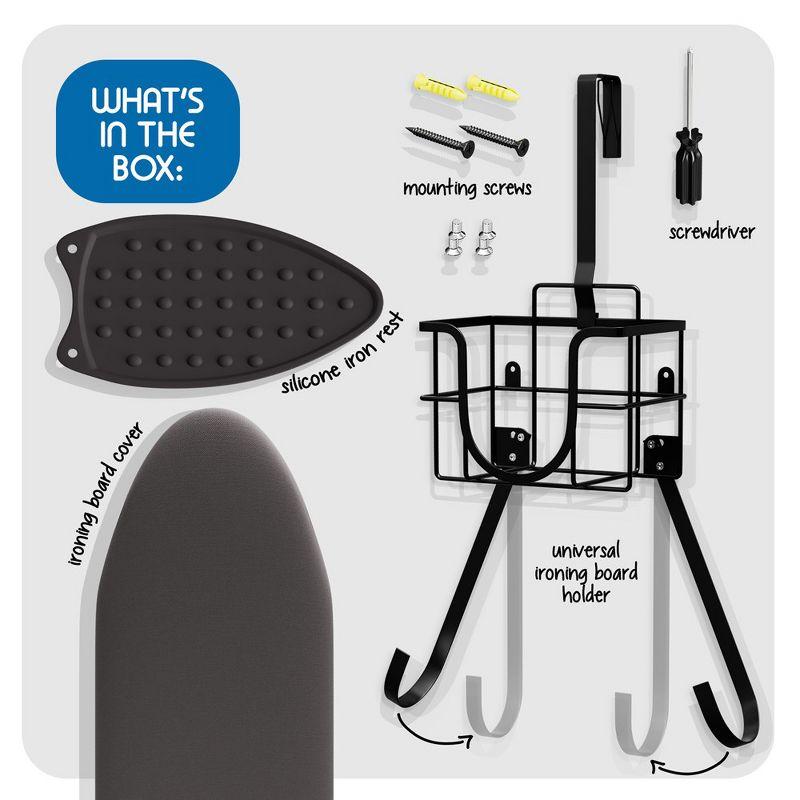 Bryt Ironing Board Holder, Wall Mount & Over the Door Hanger, Ironing Board Cover & Pad Set