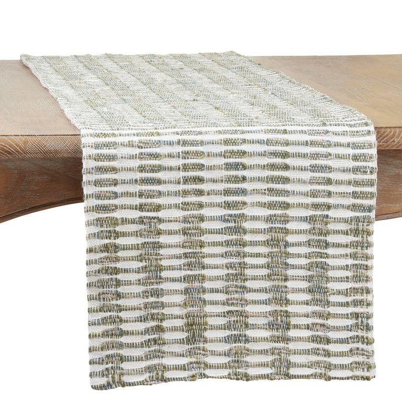 Saro Lifestyle Woven Line Runner, Green, 16" x 72"