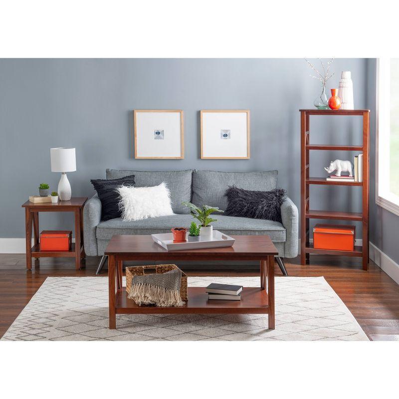54.45" Titian Transitional Solid Wood Display and Storage Bookshelf Brown - Linon: Mid-Century Modern, 4 Fixed Shelves