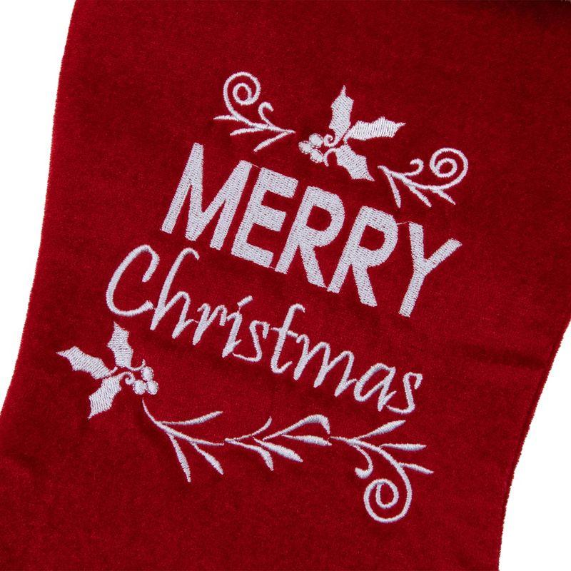 Northlight 20" Red and White "Merry Christmas" Velour Stocking