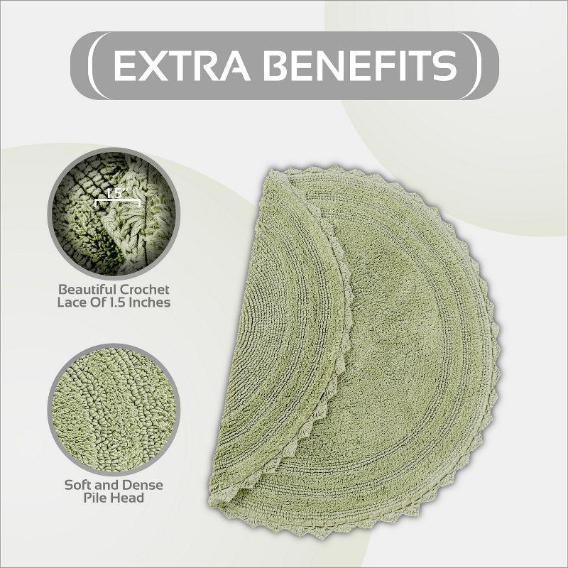 Better Trends Lilly Crochet 100% Cotton Tufted Reversible Bath Rug 24" Round - Sage