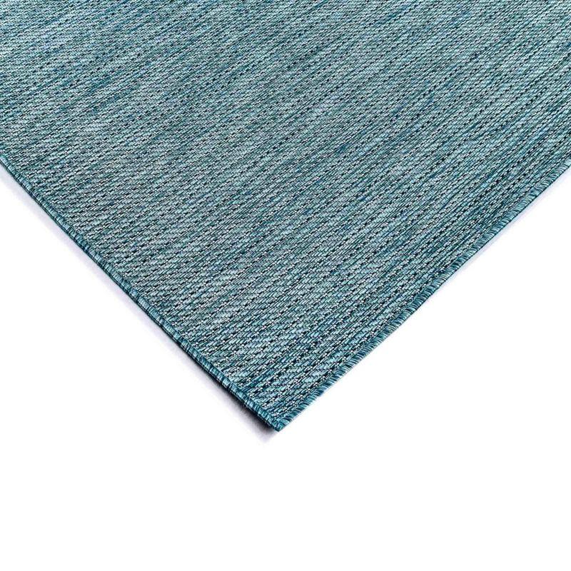 Aqua Stripe Easy-Care Rectangular Indoor/Outdoor Rug 3'9" x 5'7"