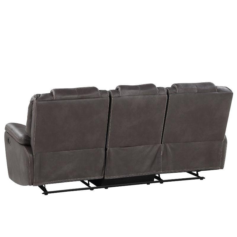 Charcoal Faux Leather Reclining Sofa with Pillow-top Arms