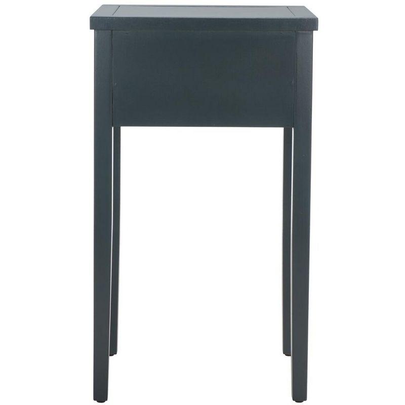 Transitional Dark Teal Pine and Metal Nightstand with Storage Drawer