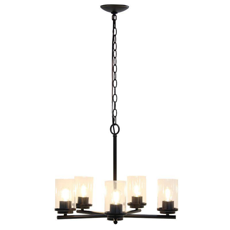 5-Light 20.5" Classic Contemporary Clear Glass/Metal Hanging Pendant  - Lalia Home