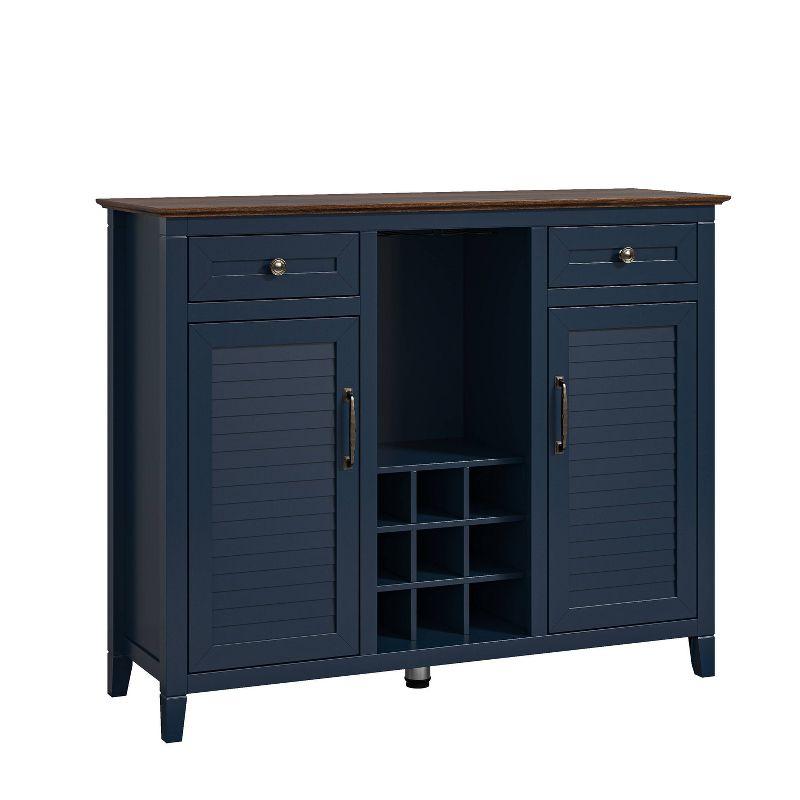 Navy Wood 48" Wine Cabinet with Drawers and Shelves