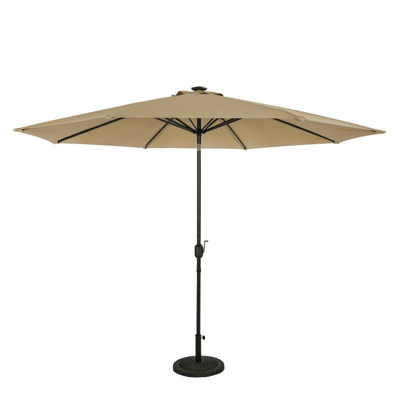 11' x 11' Calypso II Market Patio Umbrella with Solar LED Strip Lights Champagne - Island Umbrella