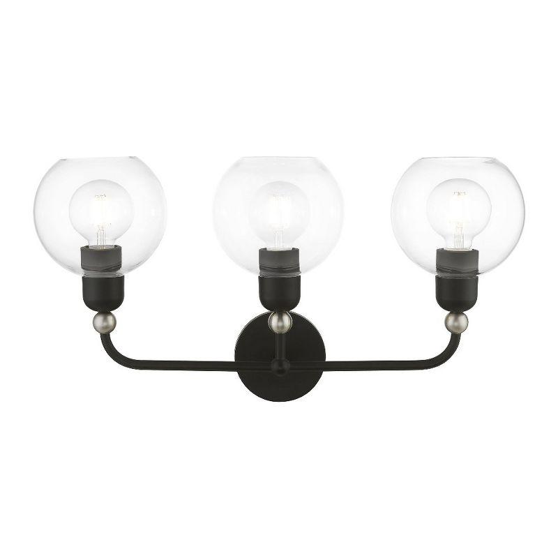 Downtown Elegance 3-Light Vanity Sconce in Black and Brushed Nickel