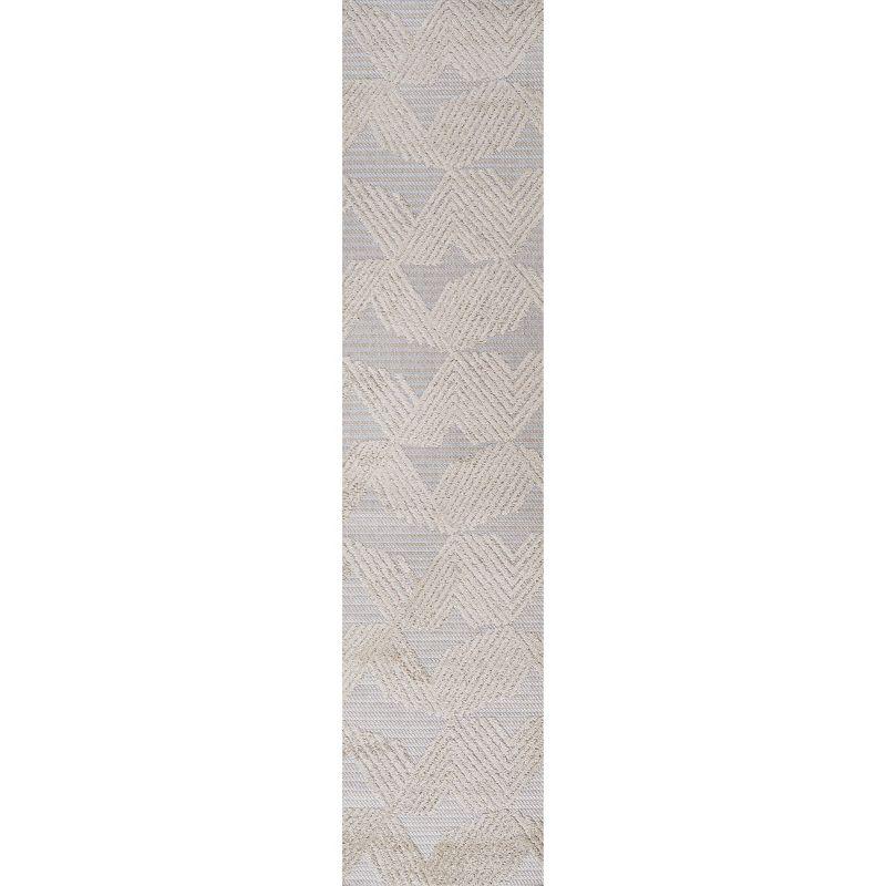 2'x10' Jazz High-Low Pile Art Deco Geometric Indoor/Outdoor Runner Rug, Beige - JONATHAN Y