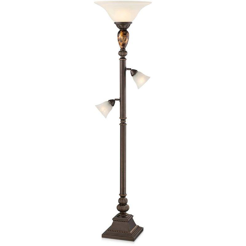 Bronze Tortoise Shell Adjustable Torchiere Floor Lamp