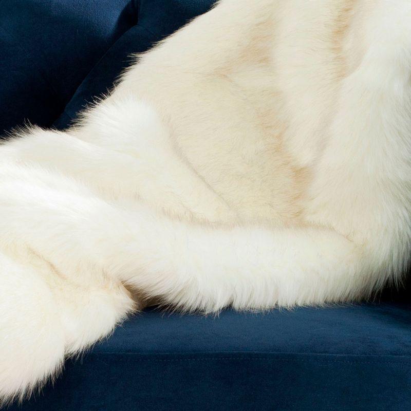 Luxurious White Faux Fur Throw Blanket, 60" x 50"