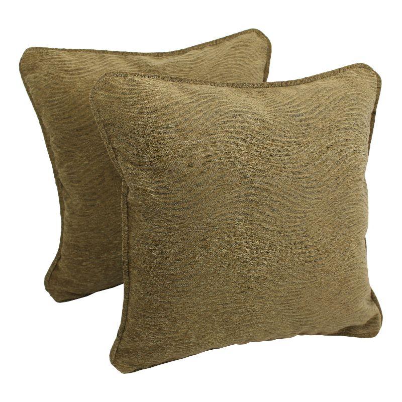 Champagne Chenille Square Throw Pillows with Inserts, Set of 2