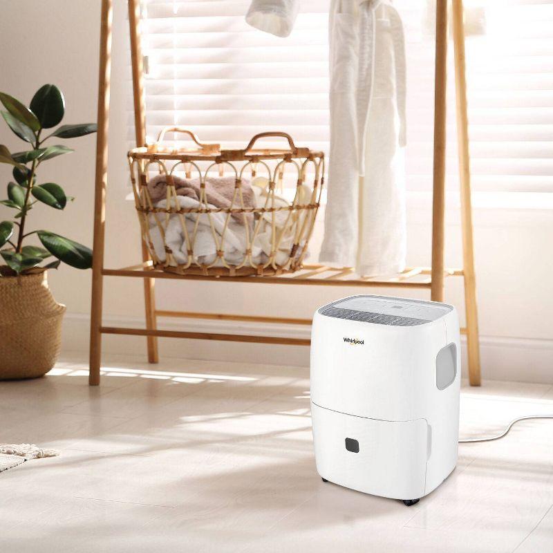 Whirlpool 50 Pint Portable Dehumidifier with Built-in Pump: Accudry, UL Listed, No Filter, Over 3000 sq. ft. Coverage