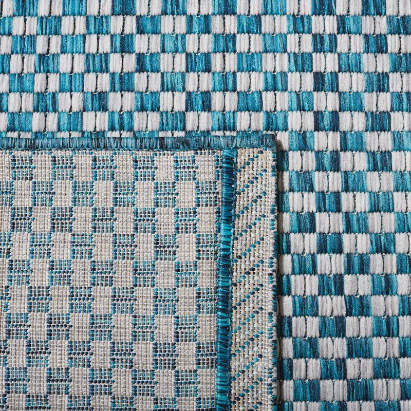 Courtyard CY8653 Power Loomed Indoor and Outdoor Area Rug - Turquoise/Light Grey - 5'3"x7'7" - Safavieh
