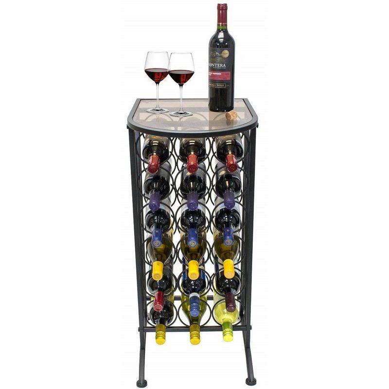 Sorbus Wine Rack Stand Bordeaux Chateau Style with Glass Table - Holds 18 Bottles