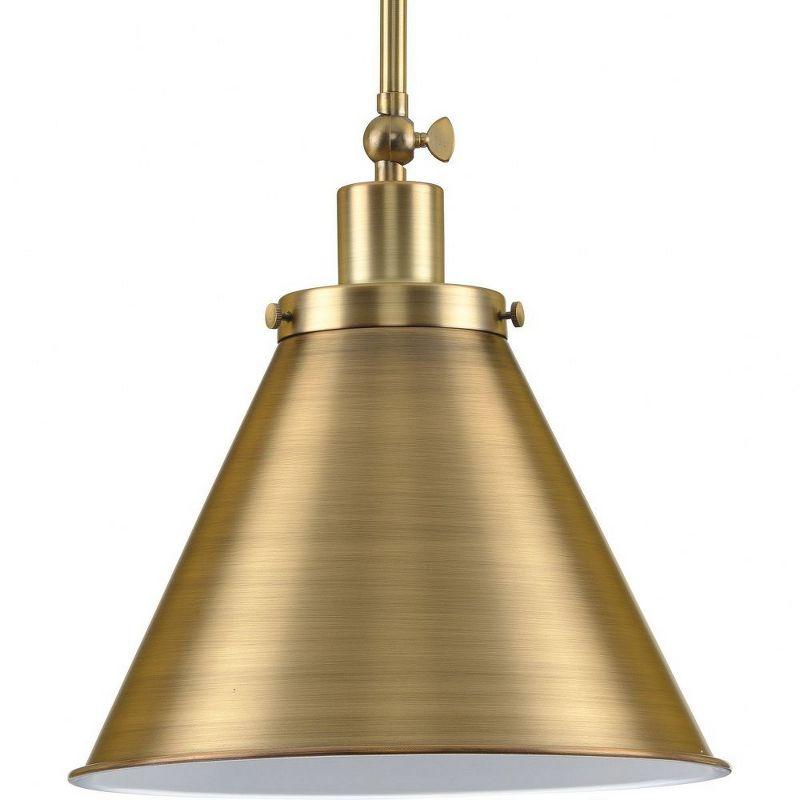 Progress Lighting Hinton 1-Light Pendant, Vintage Brass, Metal Shade