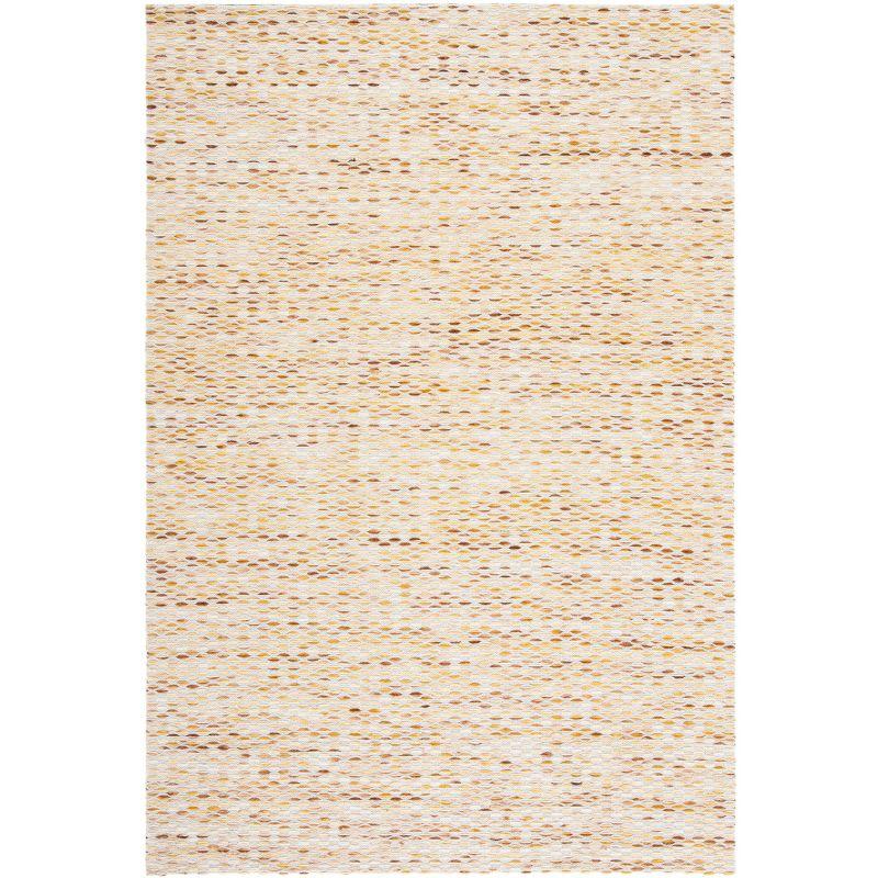 Yellow and Ivory Flat Woven Wool Area Rug, 6' x 9'