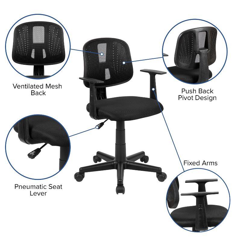 Flash Furniture Flash Fundamentals Mid-Back Mesh Swivel Task Office Chair with Pivot Back and Arms