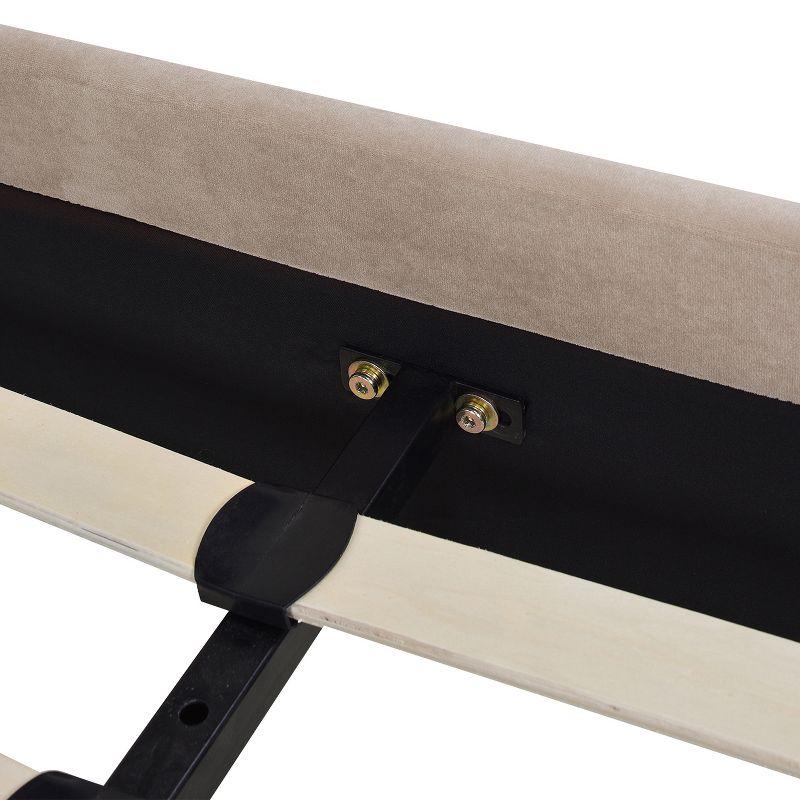 TiramisuBest King Vertical Tufted Headboard Bed Set, Mink Beige Velvet